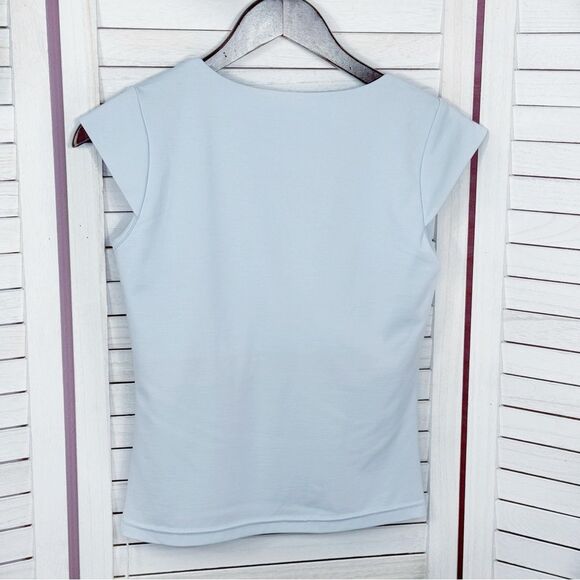 OGL Stretch Square Neck Cap Sleeve Athleisure Top Powder Blue Small - Picture 7 of 11